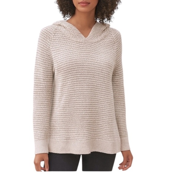 J. Jill Sweaters - J. Jill beachy coastal lilac and cream knit hoodie sweater Small